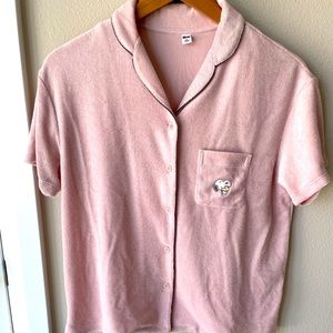 Brand New limited edition Uniqlo Snoopy Pajamas Set in Terry cloth (baby pink)